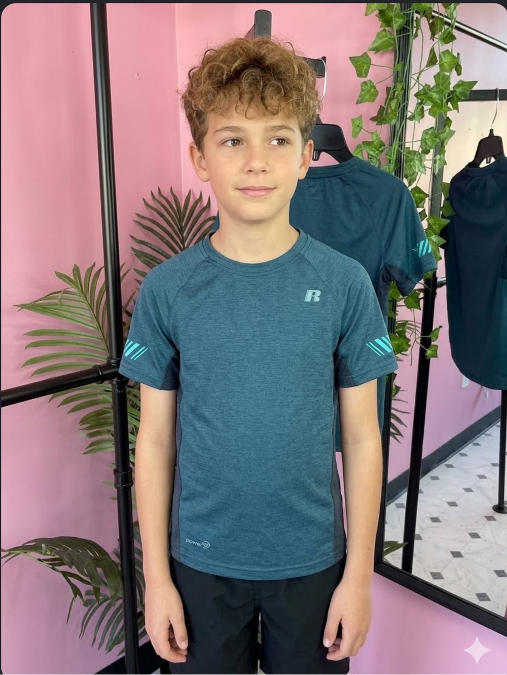 Russ Kids' Dark Teal Short-Sleeve Swim Rashguard with Teal Accent